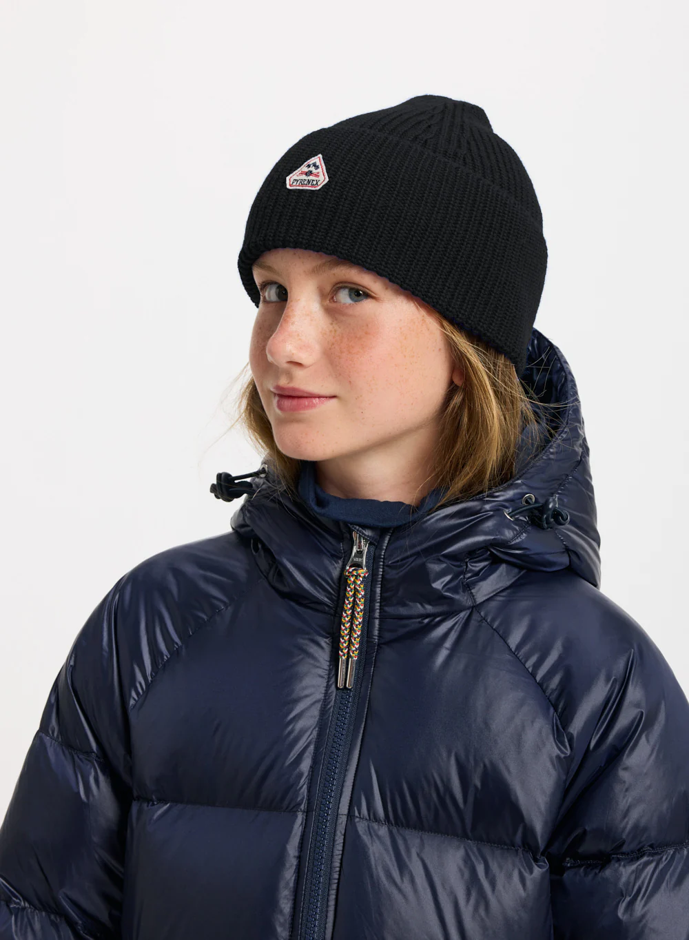Bonnet unisexe pour enfants en laine Pyrenex Roki noir - Image 2