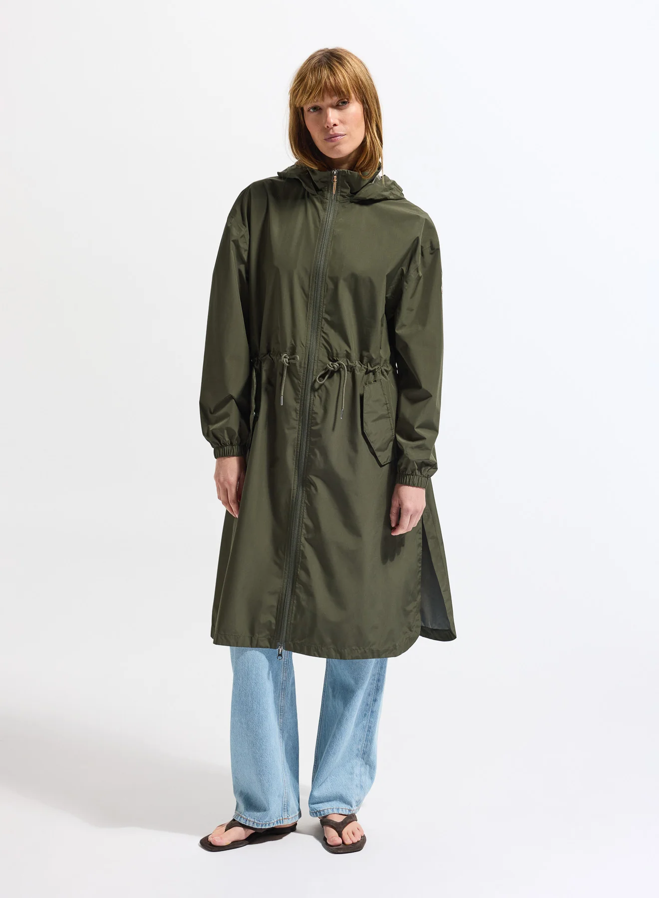 Parka longue imperméable femme à capuche Pyrenex Gemme verte kaki