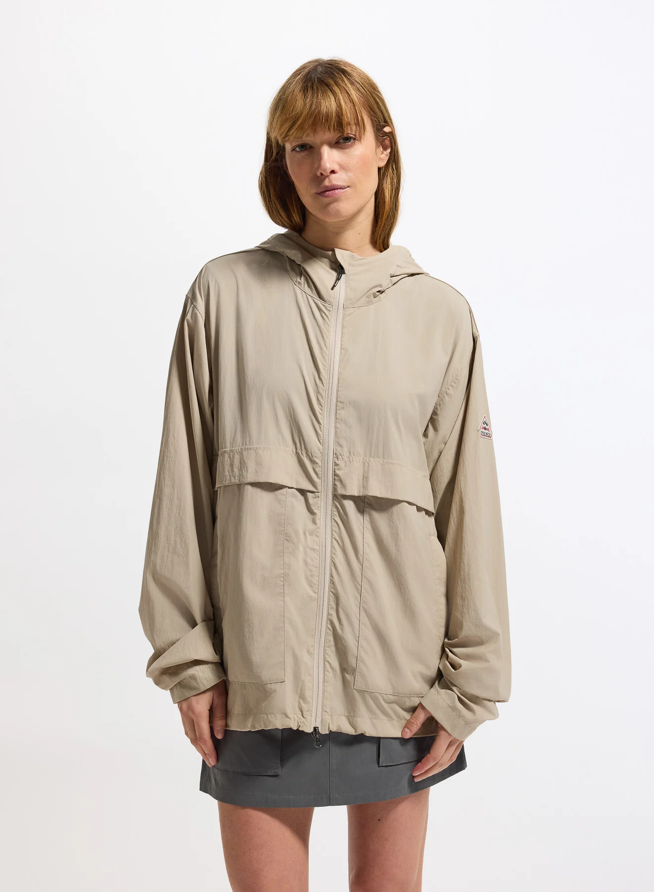 Coupe-vent unisexe à capuche Pyrenex Soulere beige - Image 2