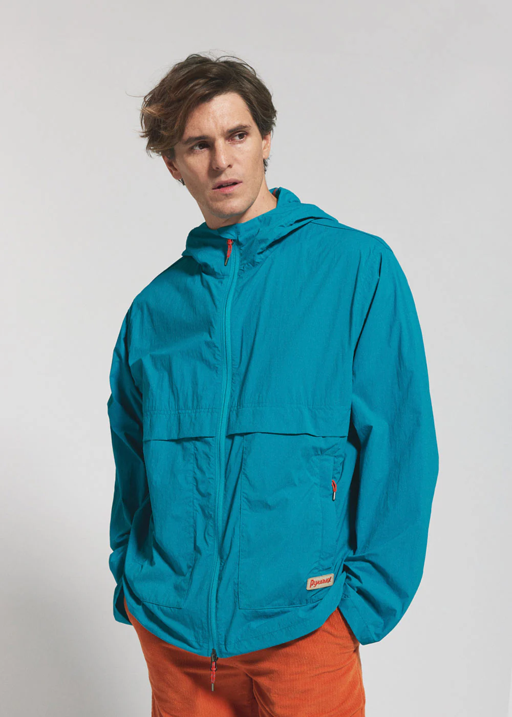 Coupe-vent unisexe à capuche Pyrenex Soulere bleu turquoise