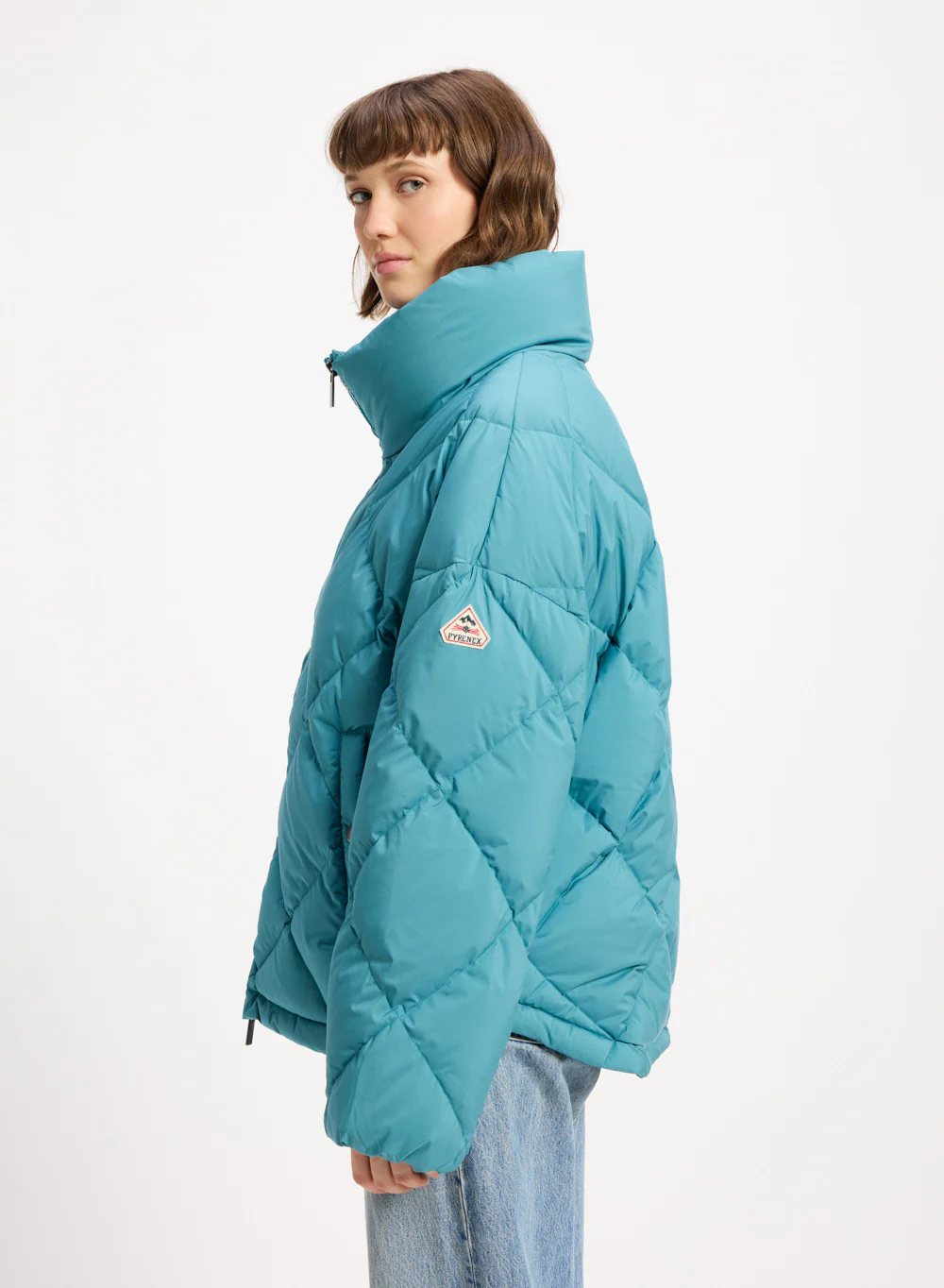 Doudoune oversize femme Pyrenex Adele avec col enveloppant turquoise - Image 3