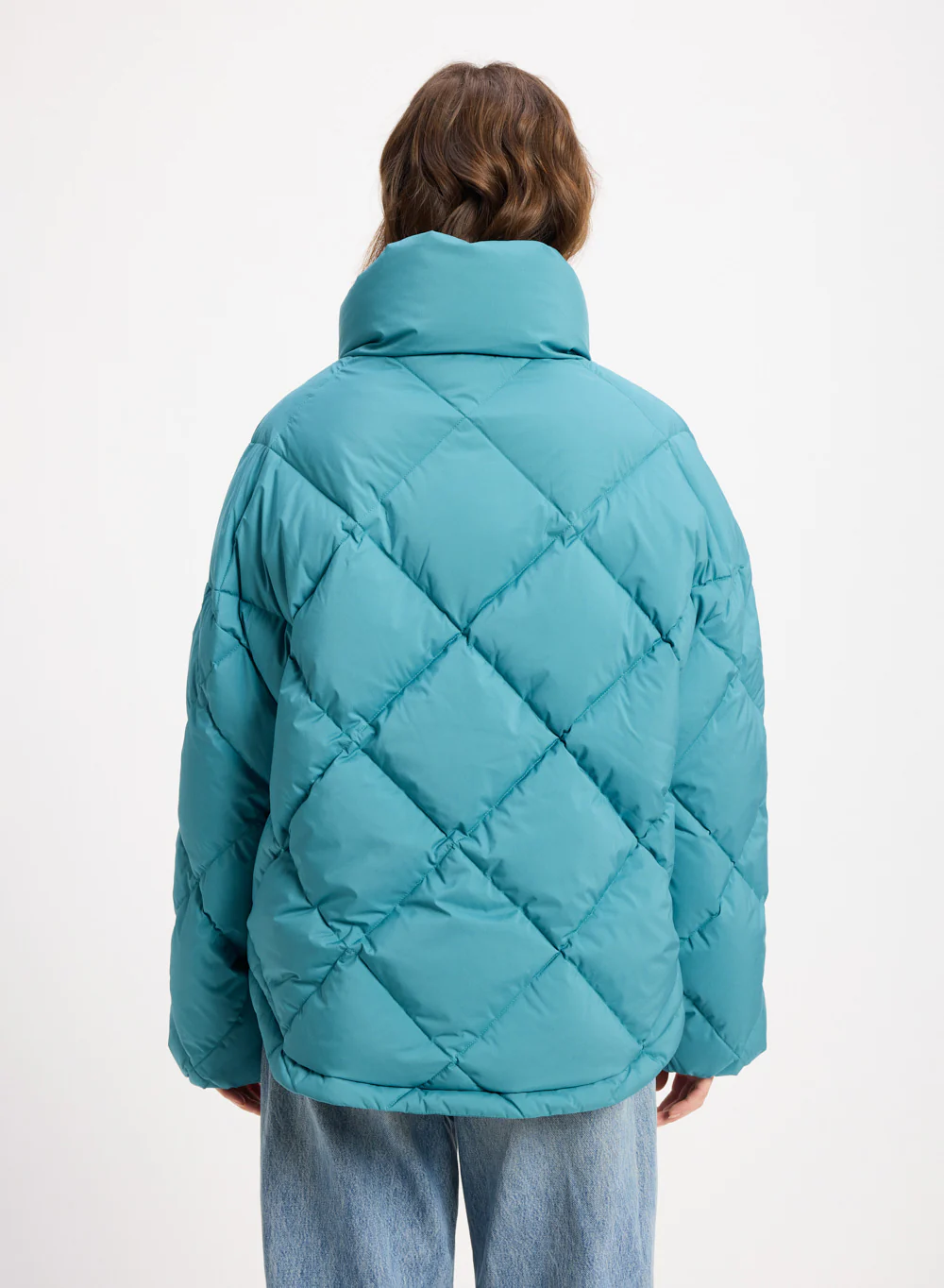 Doudoune oversize femme Pyrenex Adele avec col enveloppant turquoise - Image 4