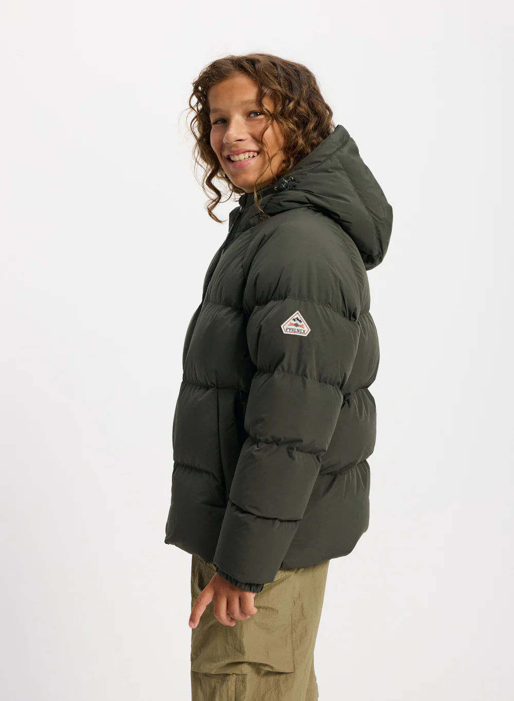 Doudoune enfant unisexe à capuche Pyrenex Sten Smooth khaki - Image 6