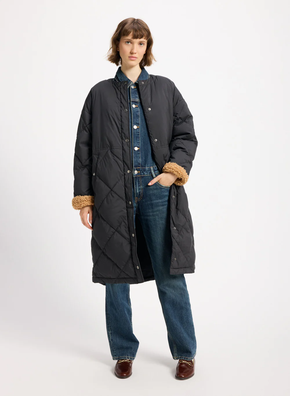 Doudoune longue pour femme Pyrenex Blossom noire
