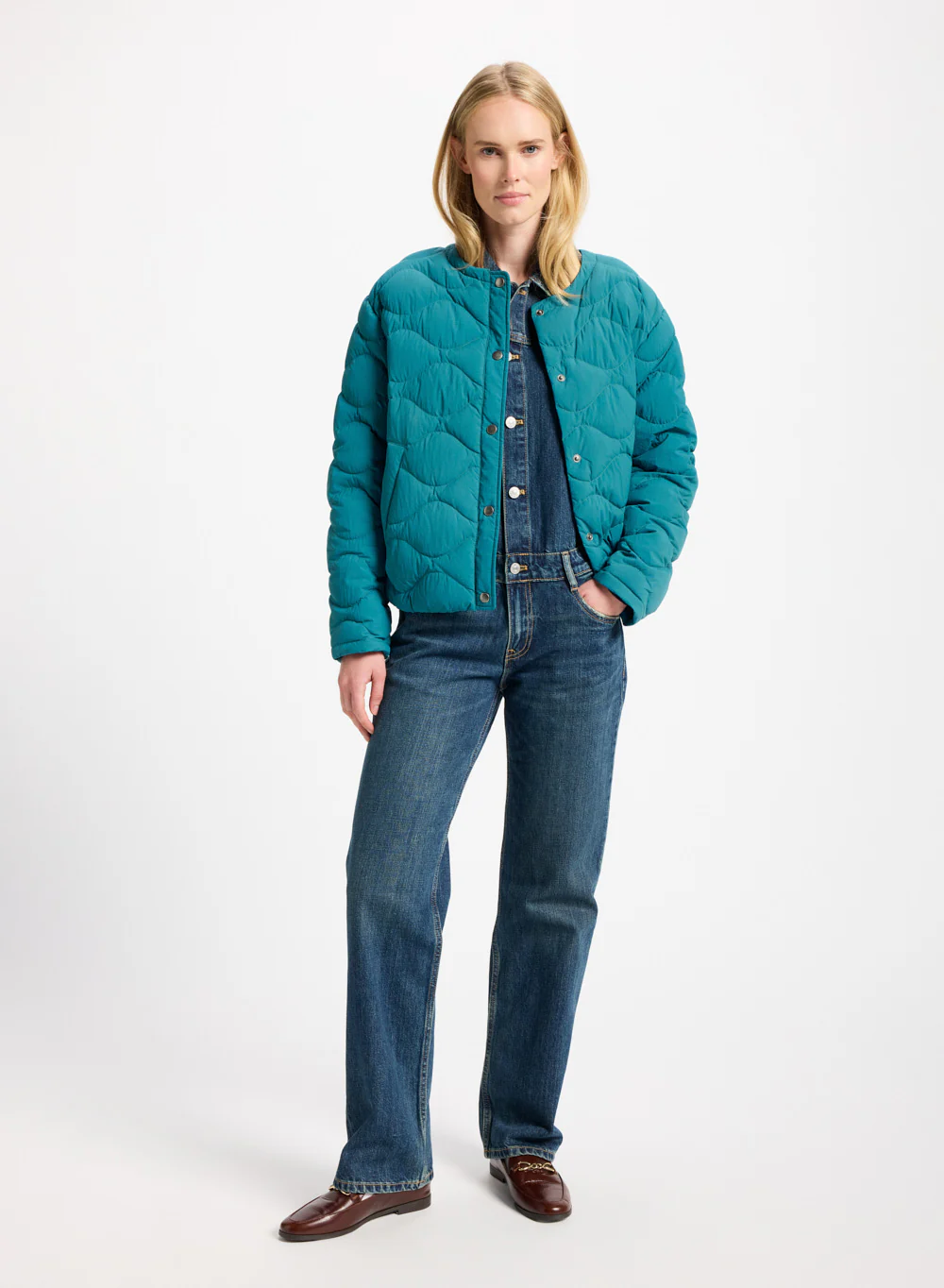 Doudoune légère Nacre pour femme turquoise - Image 2