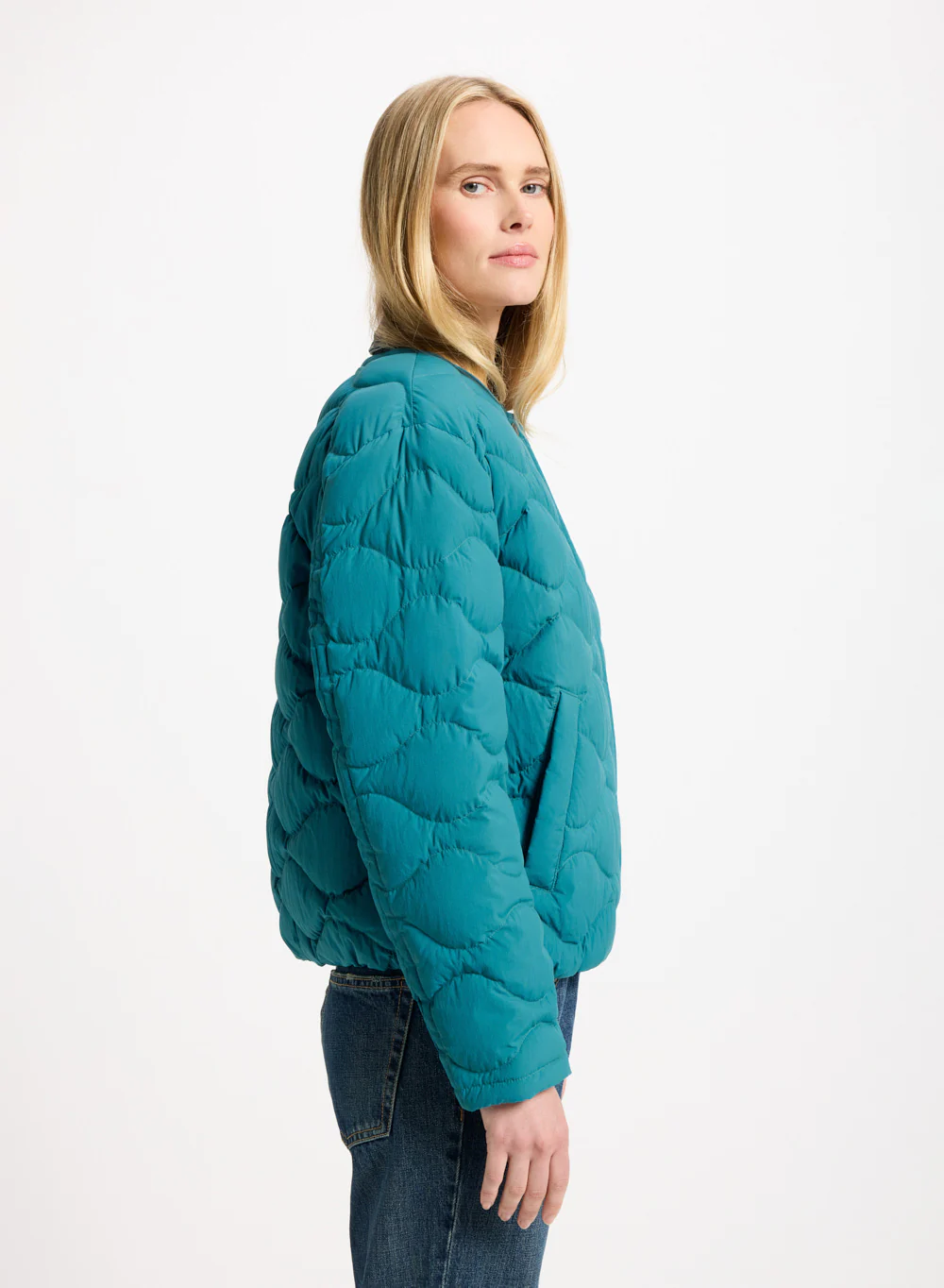 Doudoune légère Nacre pour femme turquoise - Image 3