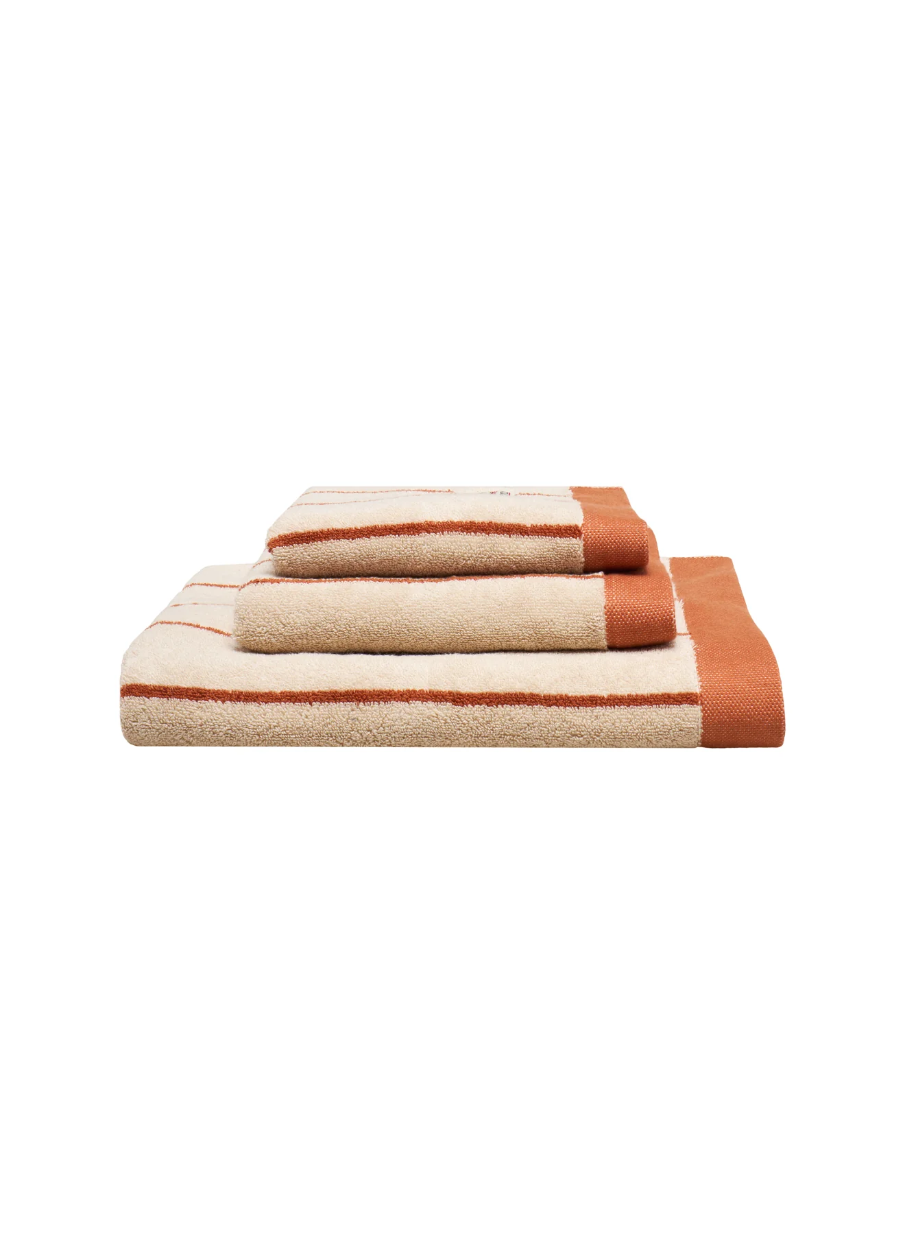 Serviette de toilette blanc et terracotta Yumi rayée - Image 5