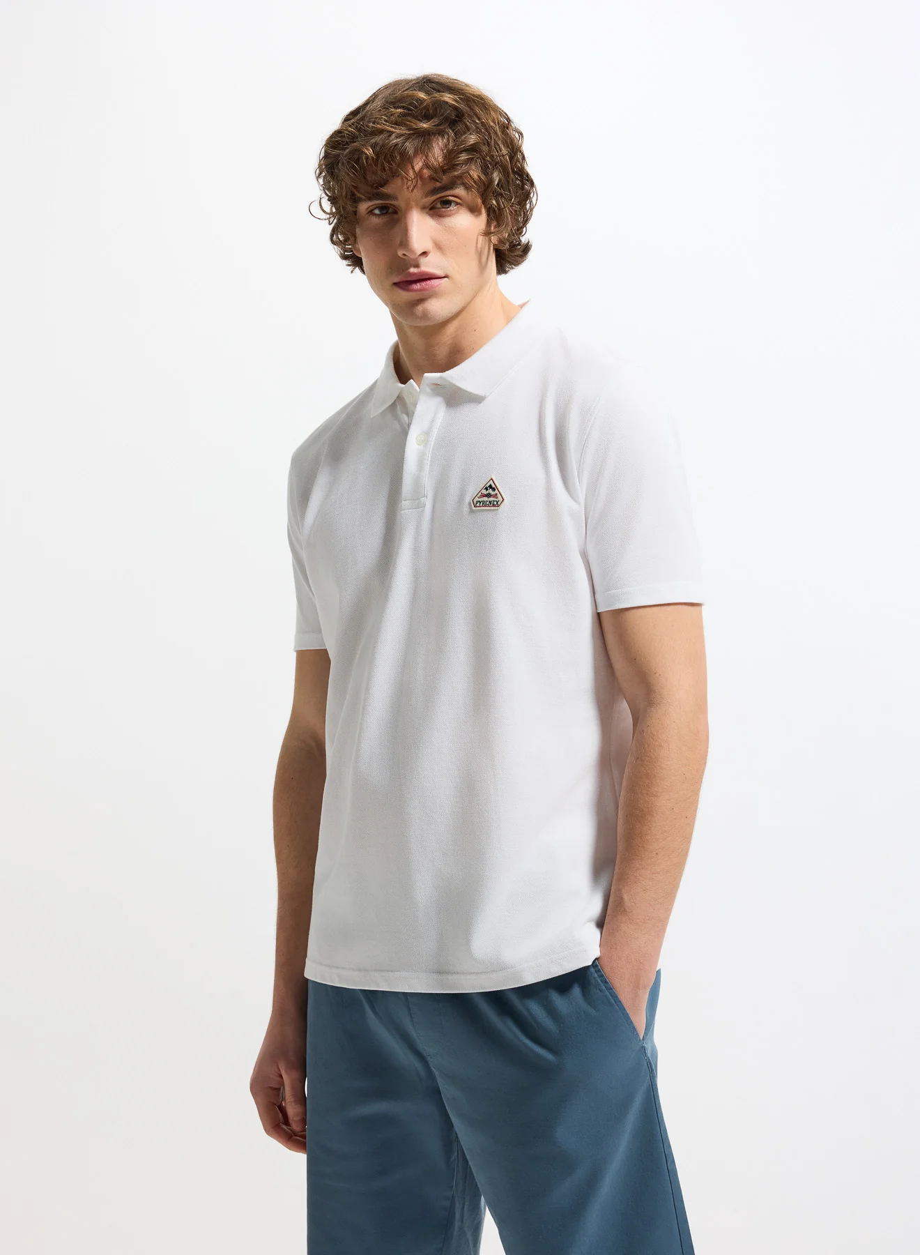Polo homme en coton biologique Pyrenex Cobalt blanc - Image 2