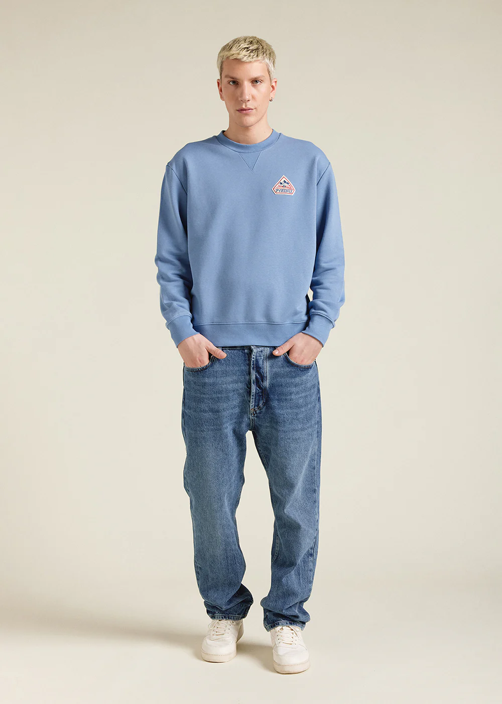 Sweat à col rond unisexe en coton bio Pyrenex Phase Coronet blue - Image 3