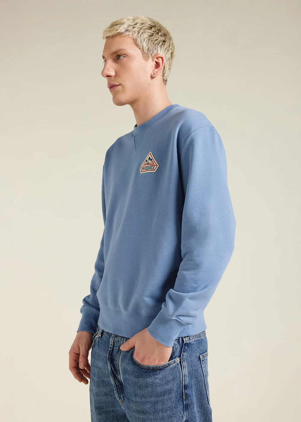 Sweat à col rond unisexe en coton bio Pyrenex Phase Coronet blue - Image 5