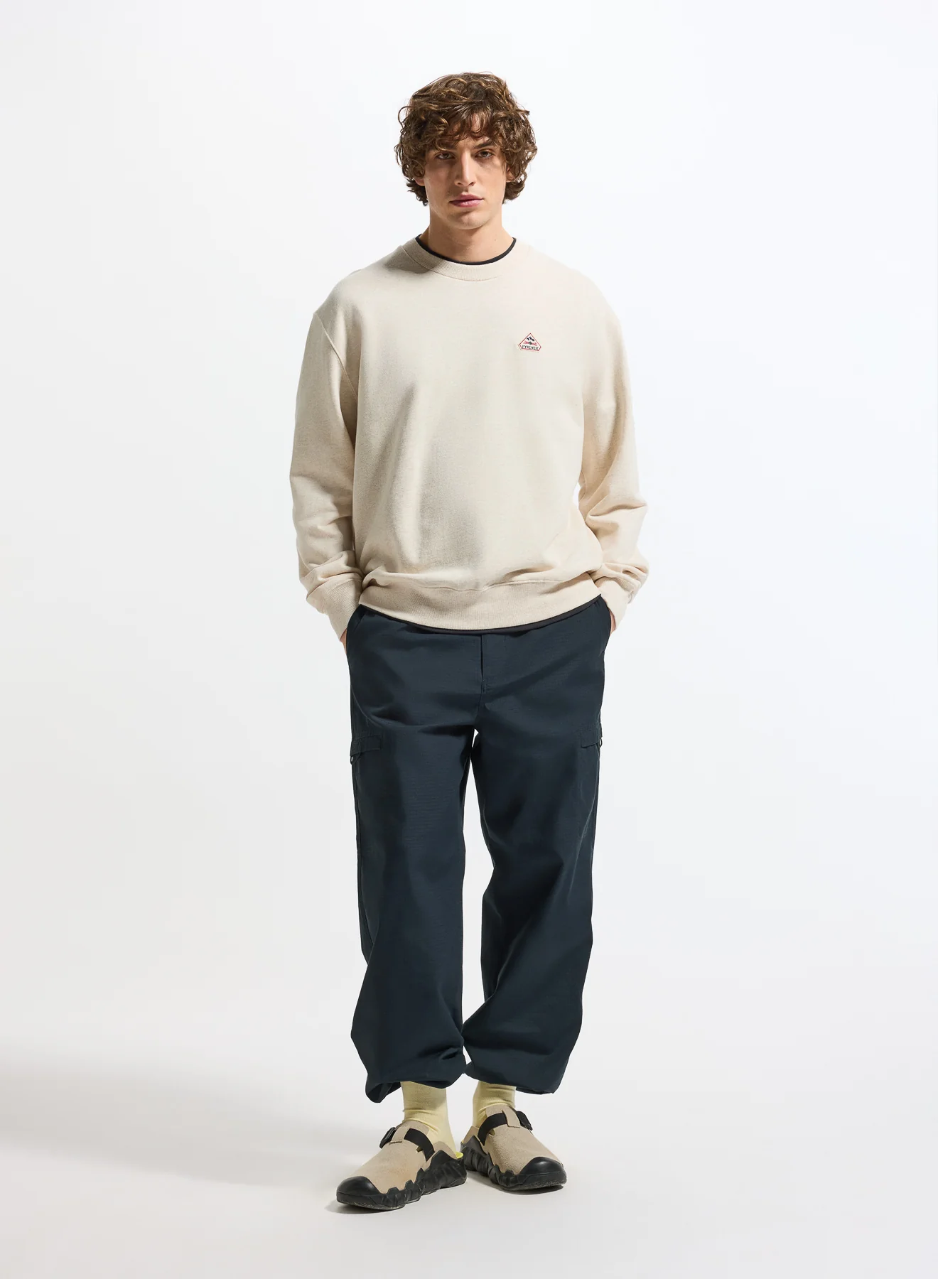 Sweat à col rond unisexe en coton bio Pyrenex Phase Oat meal heather - Image 3