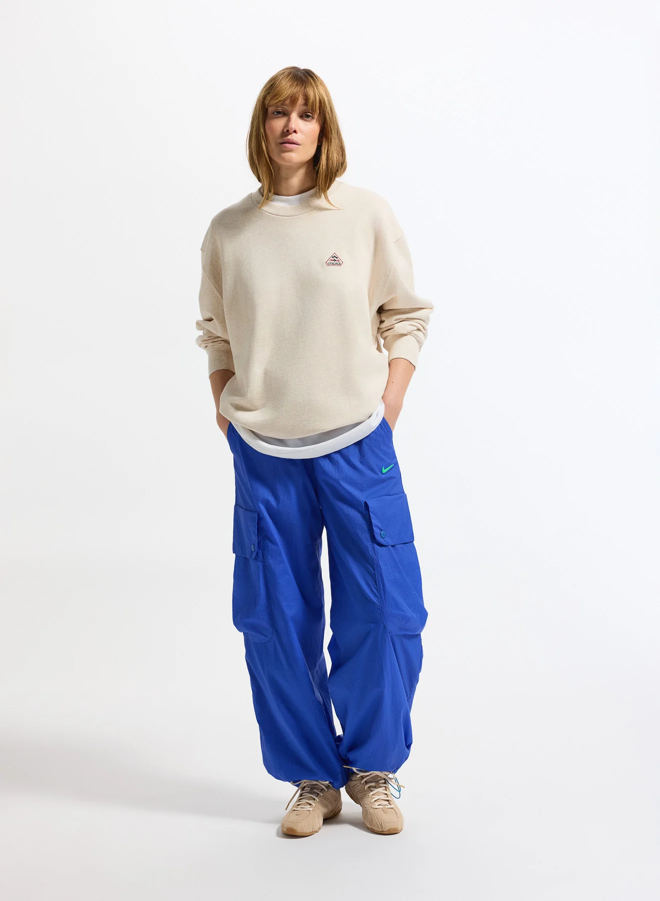 Sweat à col rond unisexe en coton bio Pyrenex Phase Oat meal heather - Image 4