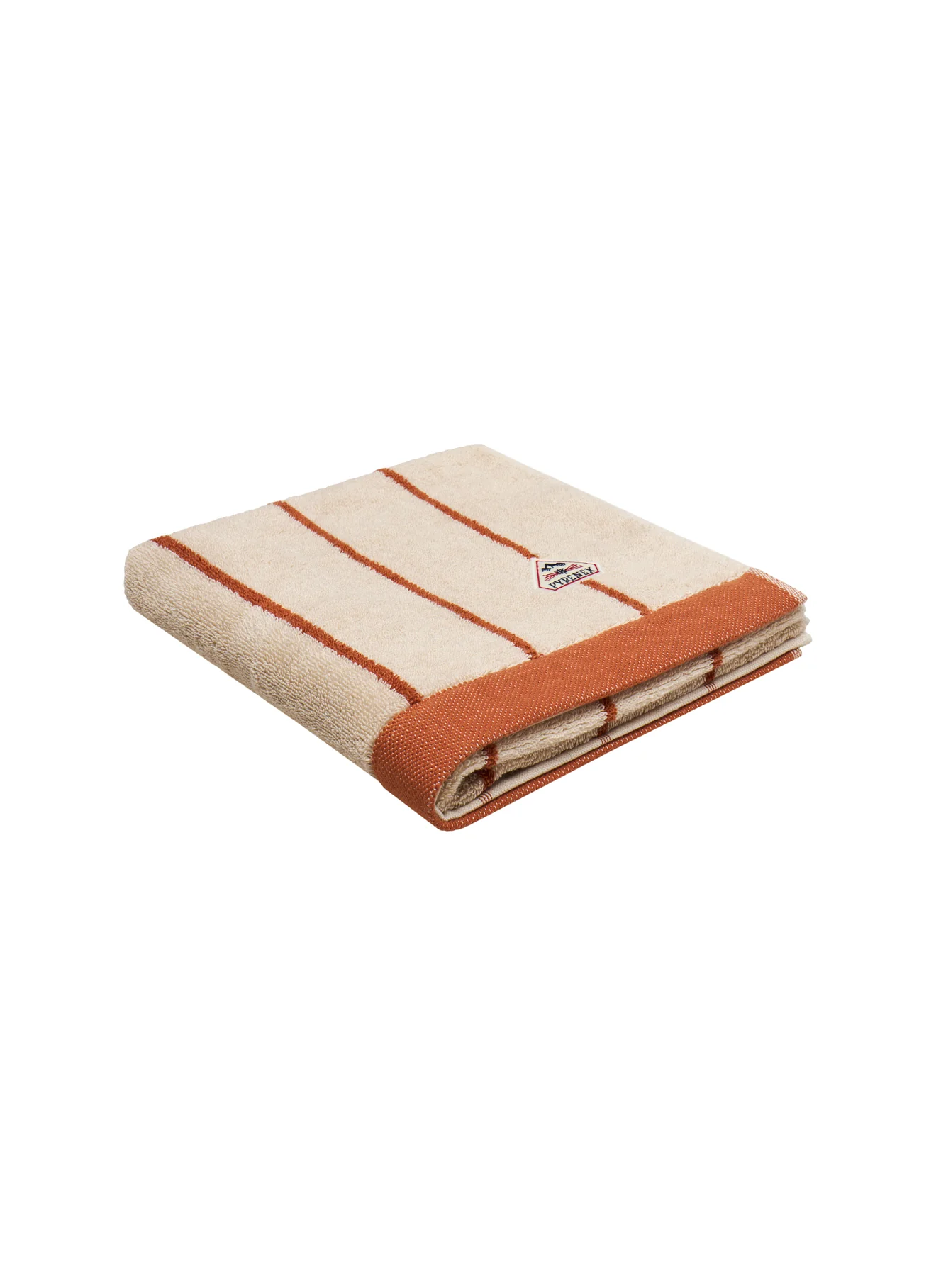 Serviette de toilette blanc et terracotta Yumi rayée - Image 3