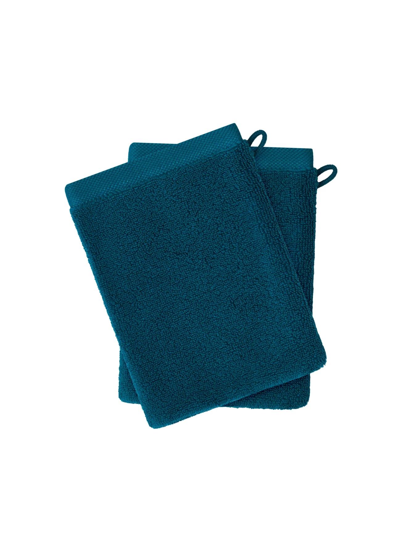Set de deux gants de toilette bleu paon Hana