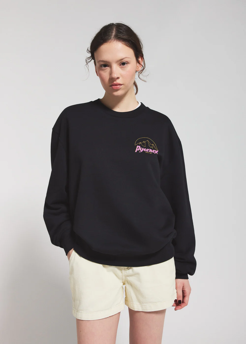 Sweatshirt unisexe en coton biologique Pyrenex Cliff noir - Image 2