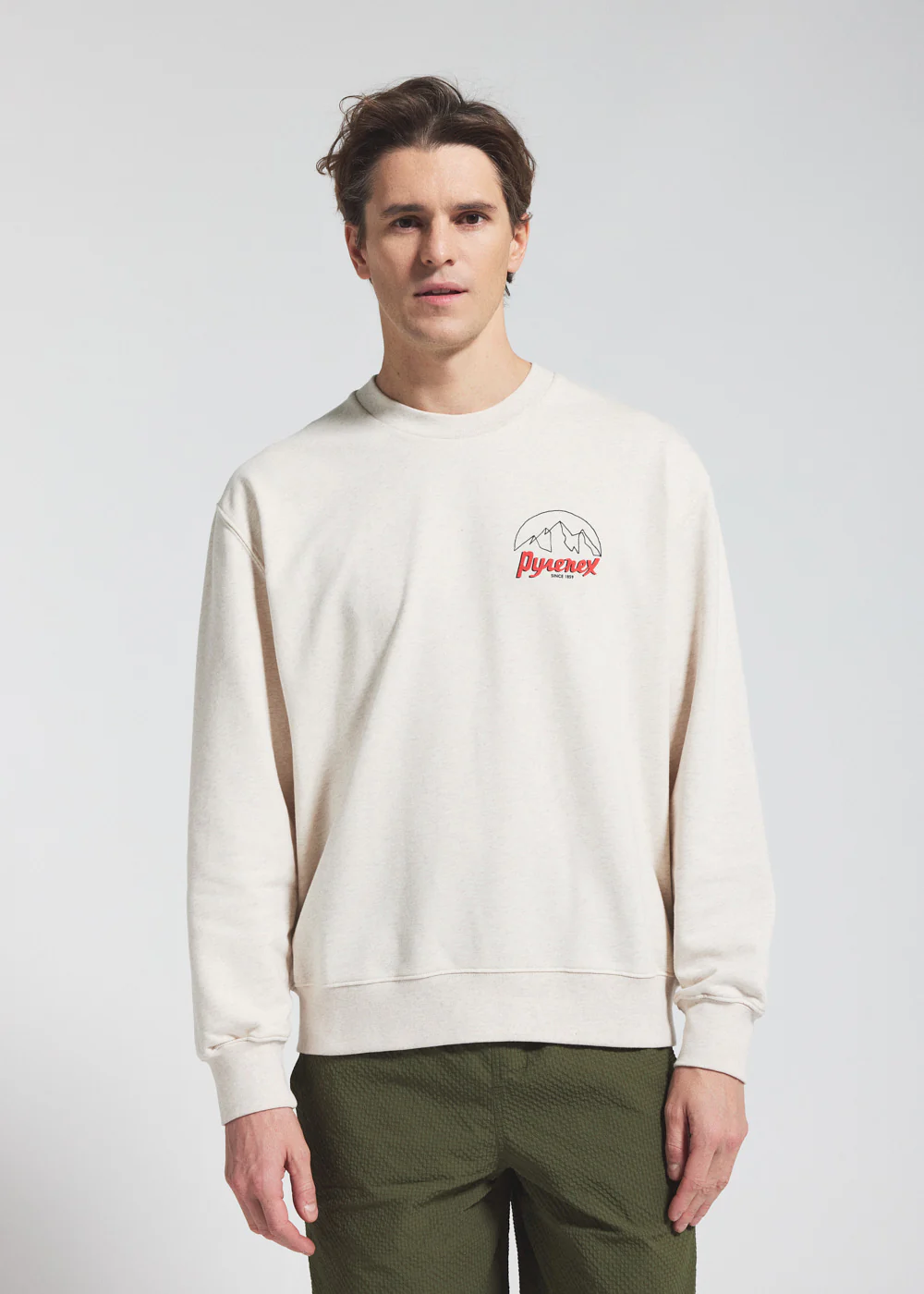 Sweatshirt unisexe en coton biologique Pyrenex Cliff crème