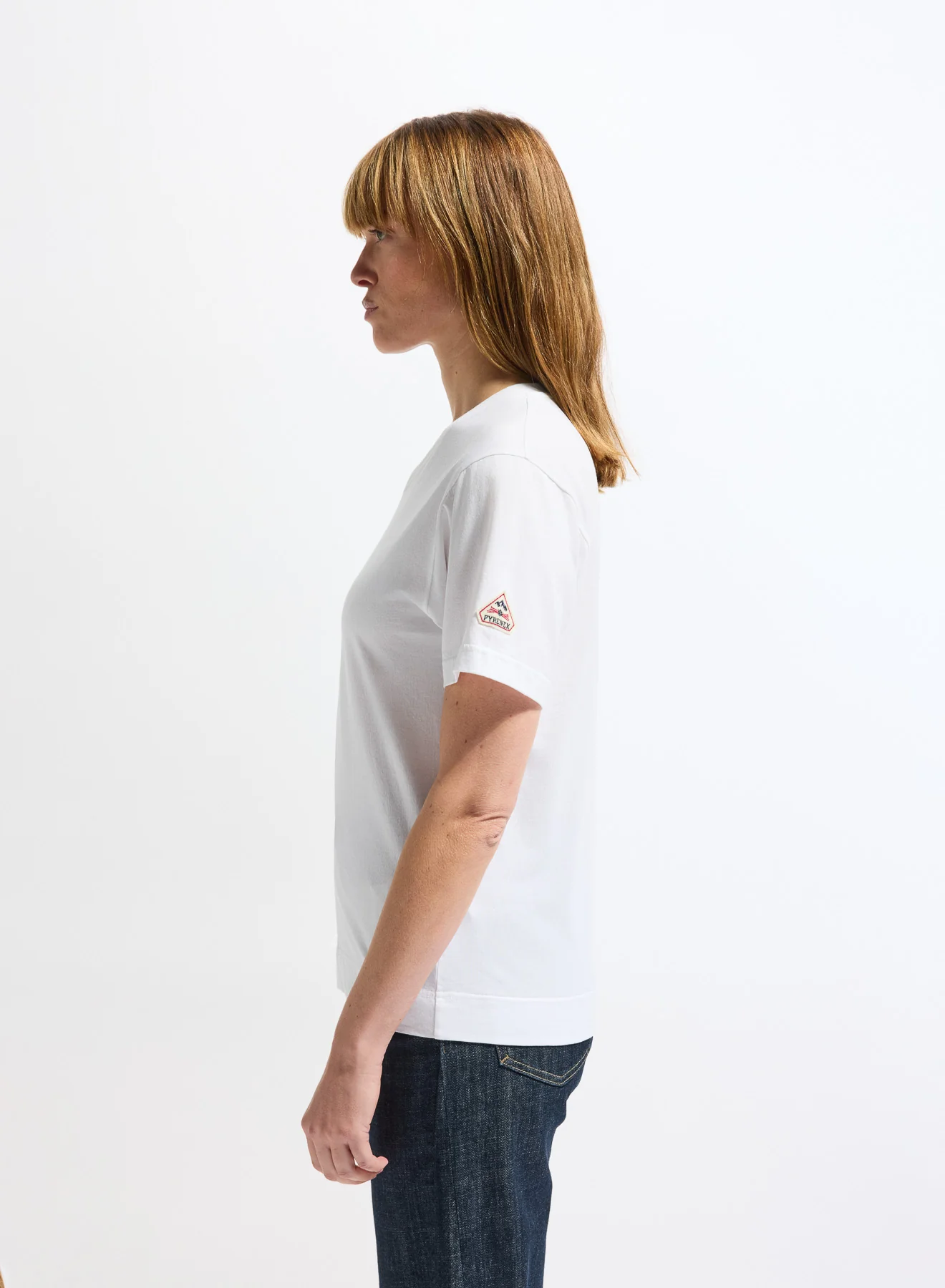 T-shirt femme en coton biologique en col V Pyrenex Crocus blanc - Image 3